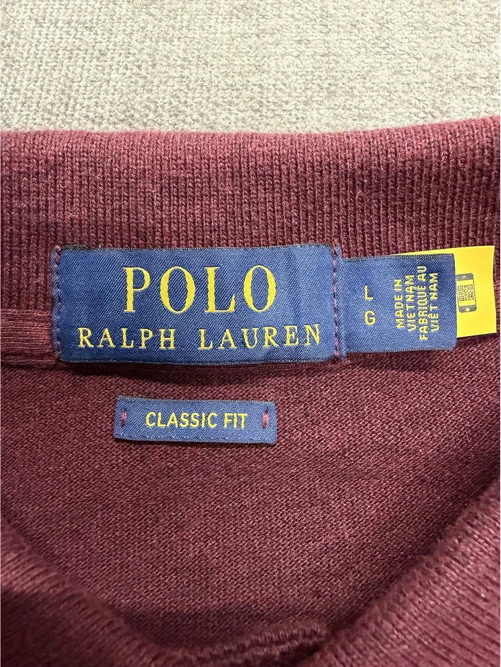 Polo Ralph Lauren Classic Fit Long Sleeve Polo Shirt Burgundy Large